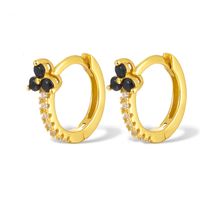 1 Pair Elegant Flower Inlay Sterling Silver Zircon 18k Gold Plated White Gold Plated Earrings sku image 2