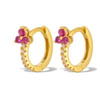 1 Pair Elegant Flower Inlay Sterling Silver Zircon 18k Gold Plated White Gold Plated Earrings sku image 3