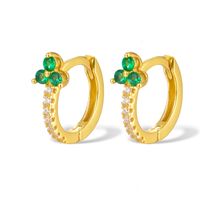 1 Pair Elegant Flower Inlay Sterling Silver Zircon 18k Gold Plated White Gold Plated Earrings sku image 5