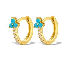 1 Pair Elegant Flower Inlay Sterling Silver Zircon 18k Gold Plated White Gold Plated Earrings sku image 4