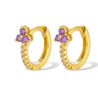 1 Pair Elegant Flower Inlay Sterling Silver Zircon 18k Gold Plated White Gold Plated Earrings sku image 6