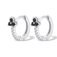 1 Pair Elegant Flower Inlay Sterling Silver Zircon 18k Gold Plated White Gold Plated Earrings sku image 8