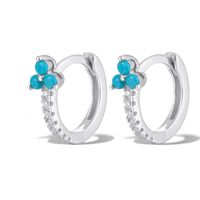 1 Pair Elegant Flower Inlay Sterling Silver Zircon 18k Gold Plated White Gold Plated Earrings sku image 10