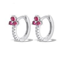1 Pair Elegant Flower Inlay Sterling Silver Zircon 18k Gold Plated White Gold Plated Earrings sku image 9