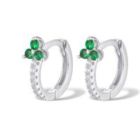 1 Pair Elegant Flower Inlay Sterling Silver Zircon 18k Gold Plated White Gold Plated Earrings sku image 11