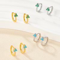 1 Pair Elegant Flower Inlay Sterling Silver Zircon 18k Gold Plated White Gold Plated Earrings main image 4