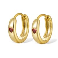 1 Pair Sweet Heart Shape Inlay Sterling Silver Zircon 18k Gold Plated Earrings sku image 3