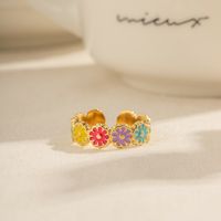 Vacation Flower Stainless Steel Enamel 18k Gold Plated Rings main image 3