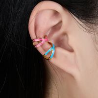 1 Piece Retro Solid Color Epoxy Plating Sterling Silver Ear Cuffs main image 5