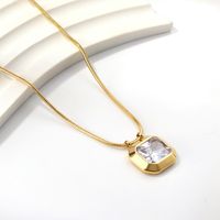 Classic Style Square Stainless Steel Plating Inlay Artificial Gemstones Pendant Necklace main image 1