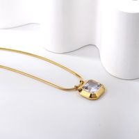 Classic Style Square Stainless Steel Plating Inlay Artificial Gemstones Pendant Necklace main image 3