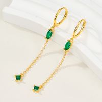1 Pair Elegant Luxurious Shiny Water Droplets Tassel Plating Inlay Sterling Silver Turquoise Zircon 18k Gold Plated White Gold Plated Drop Earrings main image 5