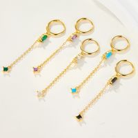 1 Pair Elegant Luxurious Shiny Water Droplets Tassel Plating Inlay Sterling Silver Turquoise Zircon 18k Gold Plated White Gold Plated Drop Earrings main image 3