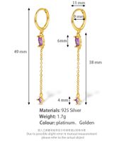 1 Pair Elegant Luxurious Shiny Water Droplets Tassel Plating Inlay Sterling Silver Turquoise Zircon 18k Gold Plated White Gold Plated Drop Earrings main image 2
