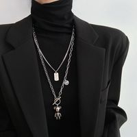 Ig Style Hip-hop Bear Alloy Titanium Steel Unisex Layered Necklaces Sweater Chain sku image 1