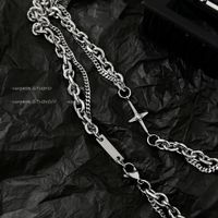 Hip-hop Modern Style Cross Alloy Titanium Steel Unisex Layered Necklaces main image 4