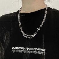 Hip-hop Modern Style Cross Alloy Titanium Steel Unisex Layered Necklaces main image 1