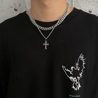 Hip-hop Rock Streetwear Cross Alloy Titanium Steel Chain Men's Layered Necklaces Pendant Necklace main image 1