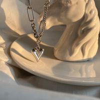 Ig Style Hip-hop Heart Shape Titanium Steel Pendant Necklace main image 5