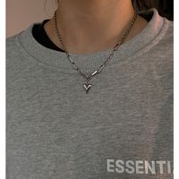 Ig Style Hip-hop Heart Shape Titanium Steel Pendant Necklace main image 3
