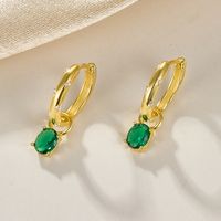 1 Pair Elegant Simple Style Oval Plating Inlay Sterling Silver Zircon 18k Gold Plated Drop Earrings main image 3