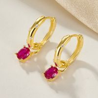 1 Pair Elegant Simple Style Oval Plating Inlay Sterling Silver Zircon 18k Gold Plated Drop Earrings main image 4