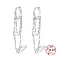 1 Pair Simple Style Commute Solid Color Plating Chain Inlay Sterling Silver Zircon 18k Gold Plated White Gold Plated Earrings main image 2