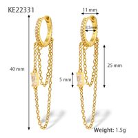 1 Pair Simple Style Commute Solid Color Plating Chain Inlay Sterling Silver Zircon 18k Gold Plated White Gold Plated Earrings sku image 2