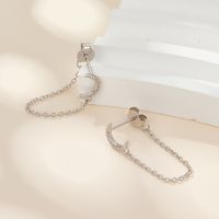 1 Piece Simple Style Commute Moon Plating Chain Inlay Sterling Silver Zircon 18k Gold Plated White Gold Plated Earrings main image 3
