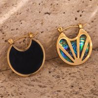 1 Pair Vintage Style Sector Plating Stainless Steel 18k Gold Plated Earrings main image 3