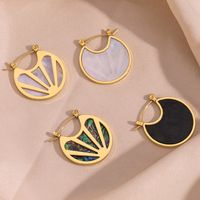 1 Pair Vintage Style Sector Plating Stainless Steel 18k Gold Plated Earrings main image 4