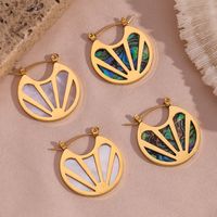 1 Pair Vintage Style Sector Plating Stainless Steel 18k Gold Plated Earrings main image 1