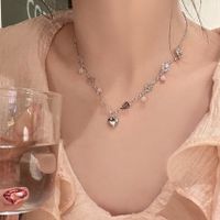 Simple Style Water Droplets Heart Shape Copper Artificial Crystal Pendant Necklace In Bulk sku image 4