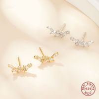 1 Pair Elegant Luxurious Solid Color Plating Inlay Sterling Silver Zircon 18k Gold Plated White Gold Plated Ear Studs main image 4