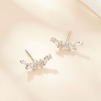 1 Pair Elegant Luxurious Solid Color Plating Inlay Sterling Silver Zircon 18k Gold Plated White Gold Plated Ear Studs main image 3