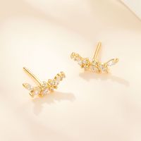 1 Pair Elegant Luxurious Solid Color Plating Inlay Sterling Silver Zircon 18k Gold Plated White Gold Plated Ear Studs main image 1