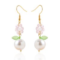 1 Paire Style Japonais Sucré Fleur Perle D'imitation Alliage Boucles D'oreilles sku image 1