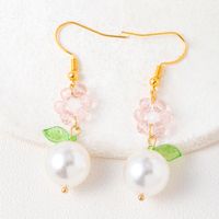 1 Paire Style Japonais Sucré Fleur Perle D'imitation Alliage Boucles D'oreilles main image 1