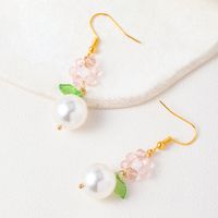 1 Paire Style Japonais Sucré Fleur Perle D'imitation Alliage Boucles D'oreilles main image 2