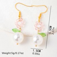 1 Paire Style Japonais Sucré Fleur Perle D'imitation Alliage Boucles D'oreilles main image 4