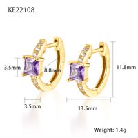 1 Pair Elegant Luxurious Square Plating Inlay Sterling Silver Zircon 18k Gold Plated White Gold Plated Hoop Earrings sku image 1