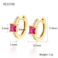 1 Pair Elegant Luxurious Square Plating Inlay Sterling Silver Zircon 18k Gold Plated White Gold Plated Hoop Earrings sku image 2