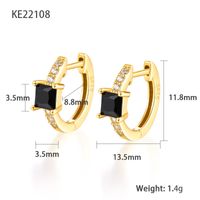 1 Pair Elegant Luxurious Square Plating Inlay Sterling Silver Zircon 18k Gold Plated White Gold Plated Hoop Earrings sku image 3