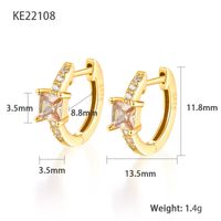 1 Pair Elegant Luxurious Square Plating Inlay Sterling Silver Zircon 18k Gold Plated White Gold Plated Hoop Earrings sku image 4