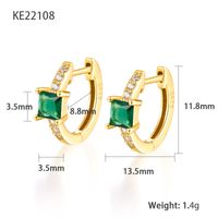 1 Pair Elegant Luxurious Square Plating Inlay Sterling Silver Zircon 18k Gold Plated White Gold Plated Hoop Earrings sku image 5