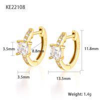 1 Pair Elegant Luxurious Square Plating Inlay Sterling Silver Zircon 18k Gold Plated White Gold Plated Hoop Earrings sku image 6