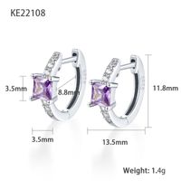 1 Pair Elegant Luxurious Square Plating Inlay Sterling Silver Zircon 18k Gold Plated White Gold Plated Hoop Earrings sku image 7