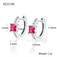 1 Pair Elegant Luxurious Square Plating Inlay Sterling Silver Zircon 18k Gold Plated White Gold Plated Hoop Earrings sku image 8