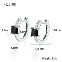 1 Pair Elegant Luxurious Square Plating Inlay Sterling Silver Zircon 18k Gold Plated White Gold Plated Hoop Earrings sku image 9
