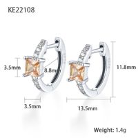 1 Pair Elegant Luxurious Square Plating Inlay Sterling Silver Zircon 18k Gold Plated White Gold Plated Hoop Earrings sku image 10